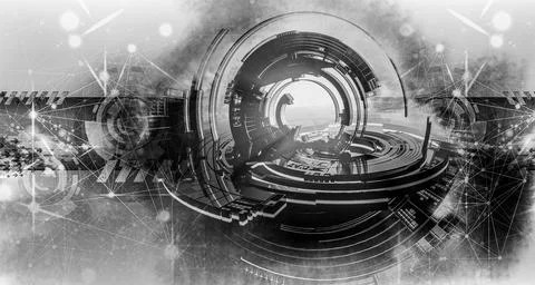 Technology concept background ready for presentation. 3D rendering of futuristic Stock Illustration