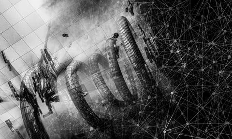 Technology concept background ready for presentation. 3D rendering of futuristic Stock Illustration