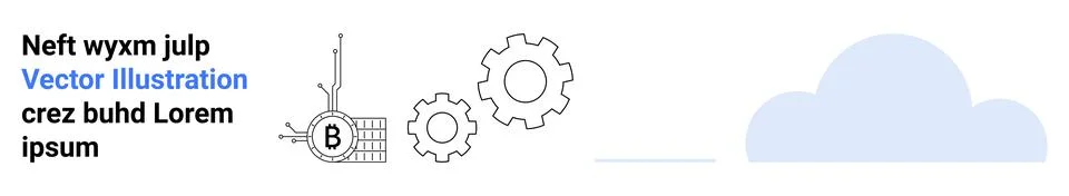 Technology Concept with Blockchain, Gears, Cloud and Text Elements Stock Illustration