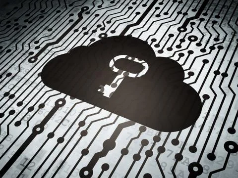 Technology concept: circuit board with Cloud Key Stock Illustration