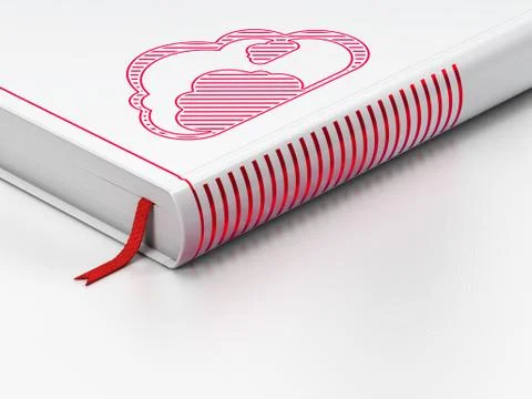 Technology concept: closed book, Cloud on white background Stockillustratie