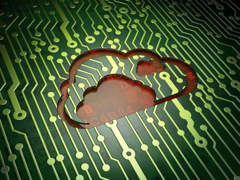 Technology concept: Cloud on circuit board background Illustrazione stock