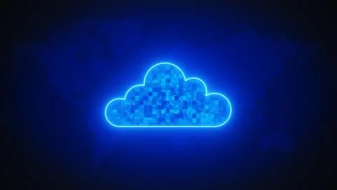 Technology Concept Cloud computing with world map background Illustrazione stock