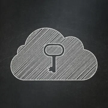 Technology concept: Cloud With Key on chalkboard background Stock Illustration