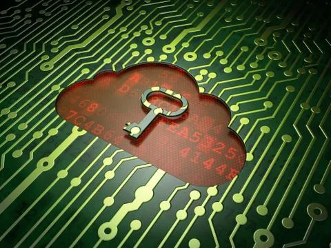 Technology concept: Cloud With Key on circuit board background Stock Illustration