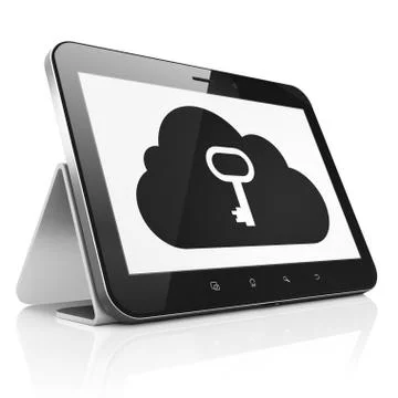 Technology concept: Cloud With Key on tablet pc computer Stock Illustration
