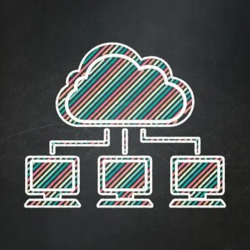 Technology concept: Cloud Network on chalkboard background Illustrazione stock