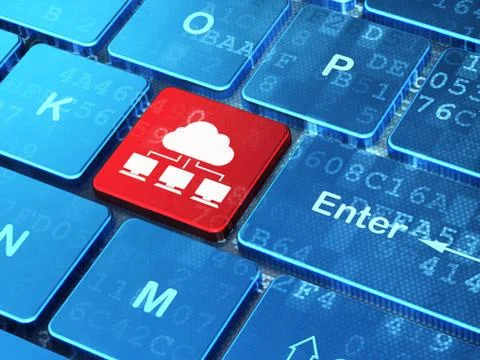 Technology concept: Cloud Network on computer keyboard background 스톡 일러스트