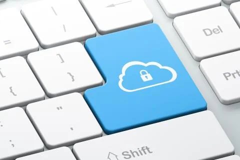 Technology concept: Cloud With Padlock on computer keyboard background 스톡 일러스트