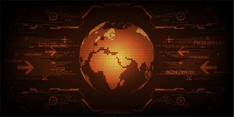 Technology in the concept of digital data interface. Illustrazione stock