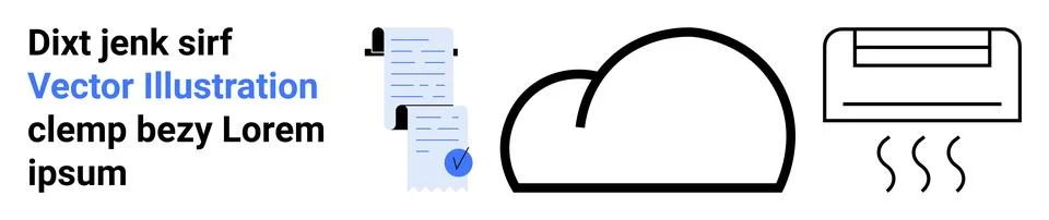 Technology Concept with Document, Cloud Storage, and Air Conditioning for M.. Stock Illustration