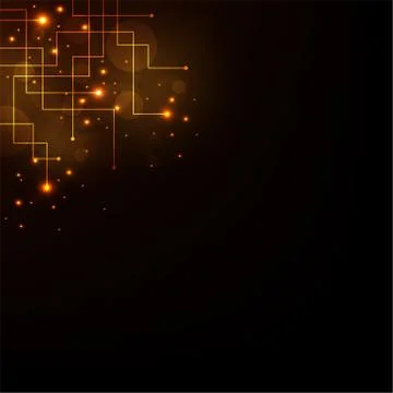 Technology in the concept of electronic circuits on a dark orange background. Stockillustratie