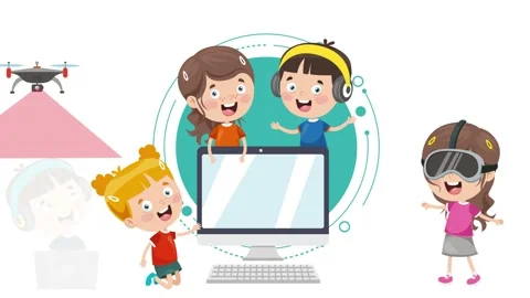 Technology Concept With Funny Characters Stock Footage 138372702