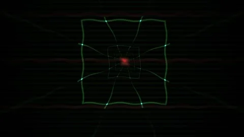 Technology concept with glowing grid and nodes on black background. Stock Footage 335967016