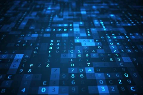 Technology concept. Hexadecimal code background. 3D rendered illustration. Stock Illustration