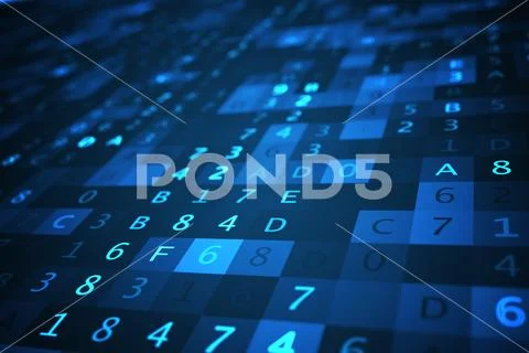 Technology concept. Hexadecimal code background. 3D rendered ...