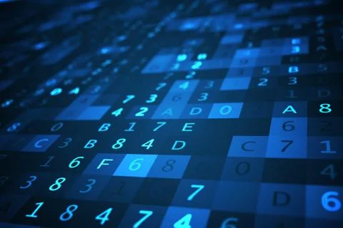 Technology concept. Hexadecimal code background. 3D rendered illustration. Stock Illustration