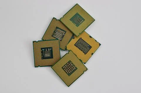 Technology concept highlighted with closeup of a computer processor on a li.. 写真素材