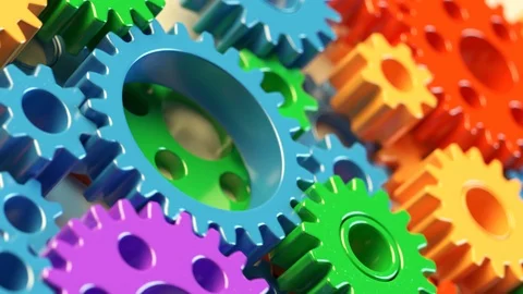 Technology concept of human brain created with colorful spinning plastic gears. Stock Footage 100610025