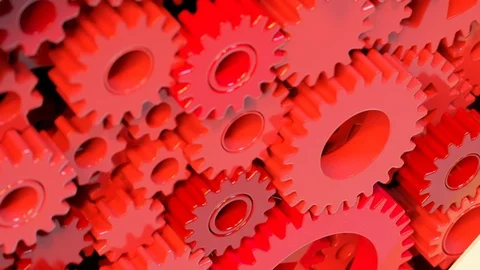 Technology concept of the human heart created with red spinning wooden gears. Stock Footage 100610573