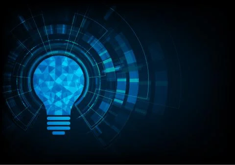 Technology concept. Light bulb polygonal  shape of an artificial intelligence . Stock Illustration