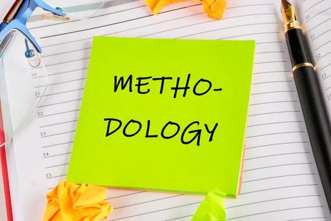 Technology concept. METHODOLOGY written on a green sticker on the background  Stock Photos