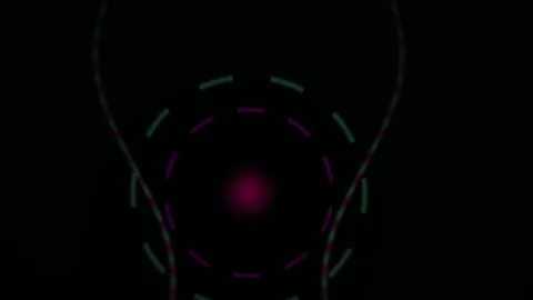 Technology concept with neon light trails on dark background. Stock Footage 336256864