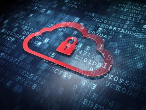 Technology concept: Red Cloud Whis Padlock on digital back Stock Illustration