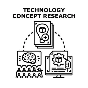 Technology concept research and development process diagram Stock Illustration