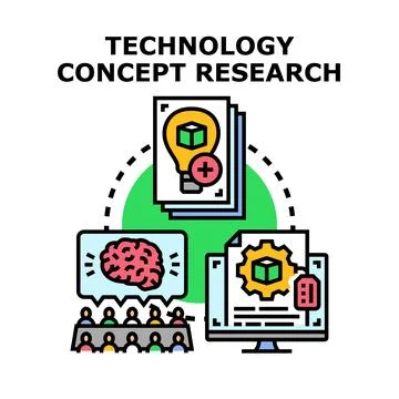 Technology concept research and development process diagram Ilustração Stock
