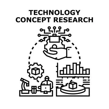 Technology concept research and innovation development process Stock-Illustration