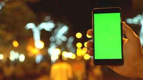 Technology concept: smartphone with greenscreen chromakey tracking matte on Stock Footage 118307078