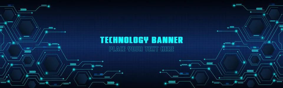 Technology concept for web banner template or brochure , Blue colour. Stock Illustration