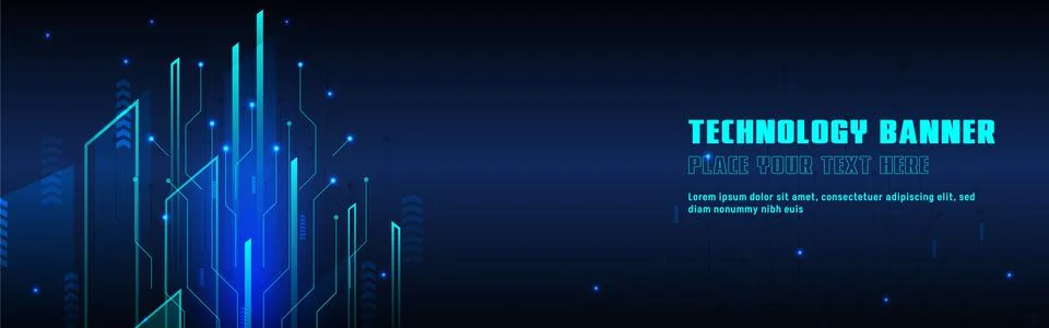 Technology concept for web banner template or brochure , Blue colour. Stock Illustration