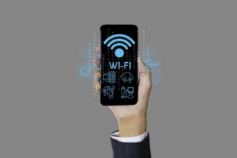 Technology concept Wi-Fi 7 wireless network standard increases efficiency i.. Stock Photos