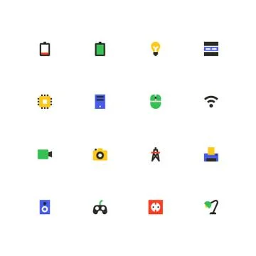 Technology concepts - colorful material design icons set Illustrazione stock