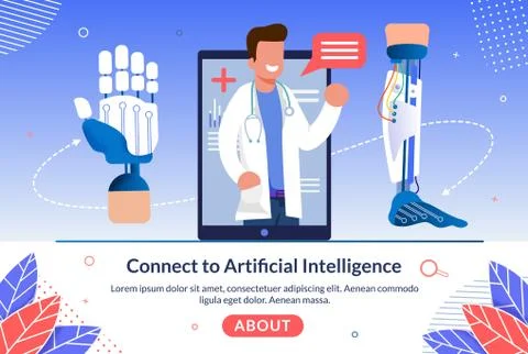 Technology Connect to Artificial Intelligence. Thanks to Mobile Application, Stock Illustration