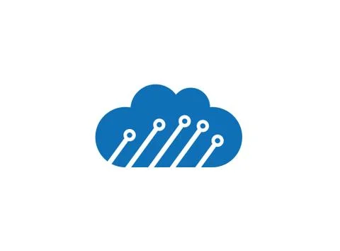 Technology connect with clouds symbol logo Stock Illustration