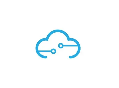 Technology connect with clouds symbol logo design Stock Illustration