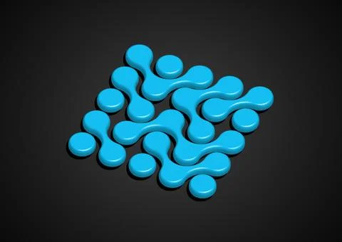 Technology connection 3D logo design, fluid transition sign, integration symbol Stock Illustration