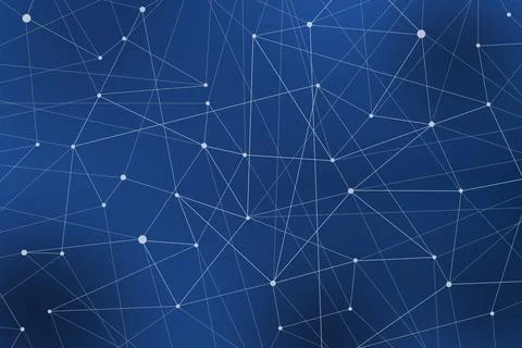 Technology connection abstract lines and dots on blue background.  Digital da Stock Illustration