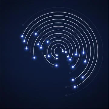 Technology connection logo, abstract sign of line and dots Stock Illustration