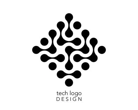 Technology connection logo design, fluid transition sign, integration symbol Stock Illustration