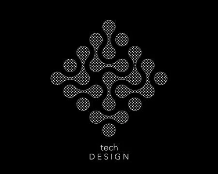 Technology connection logo design, fluid transition sign, abstract symbol Illustrazione stock