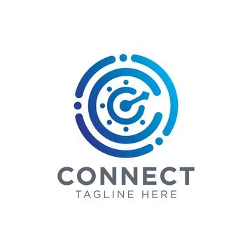 Technology connection logo template isolated on white background. Stock Illustration