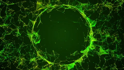 Technology connection, Polygon with gold glittering Video Background Stock Footage 335858889