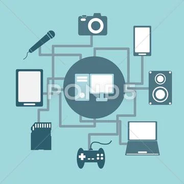 Technology connections concept idea in flat style Stock Illustrationen