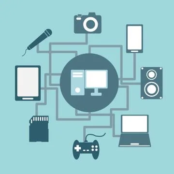 Technology connections concept idea in flat style Stock Illustration