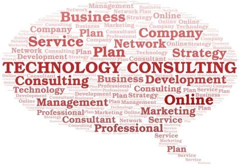 Technology Consulting typography vector word cloud. Stock Illustration