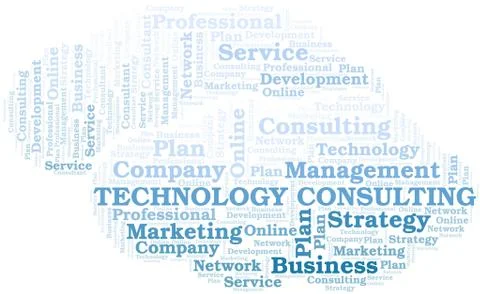 Technology Consulting typography vector word cloud. Stock Illustration